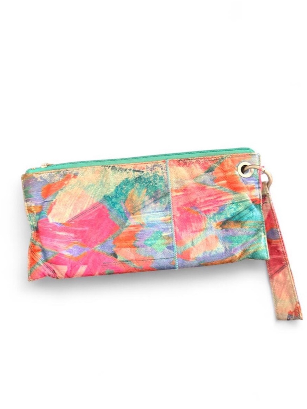 Colorful Abstract Print Wristlet Clutch - Multicolor